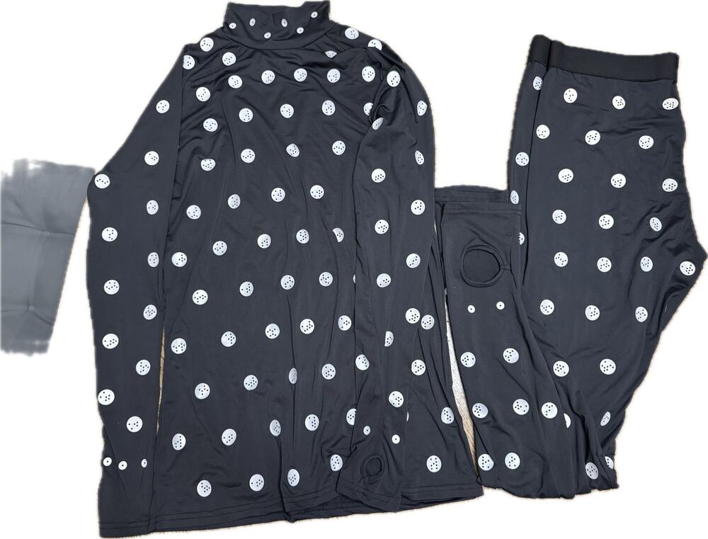 ZOZOSUIT Size 7 2 Piece 3D Body Measurement Suit Black White Dot Top Leggings